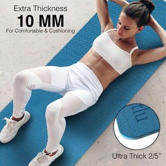 Yoga Mat with Strap – 10mm & 12mm Thick Yoga Mat, Non-Skid Dual Surface Wo