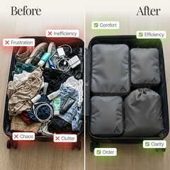 4-Piece Luxury Compression Packing Cubes & Bags for Travel – Maximize Spac