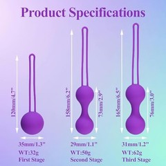 Kegel Ball 3 pcs Set for Women, Ben Wall Ball Massage Weight Exercise Purple