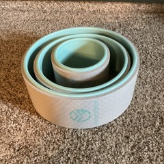 UpCircleSeven Yoga Wheel Set of 3 Beige Light Blue Hard Foam Large Medium Small