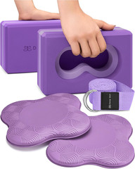® Yoga Blocks Wrist Support; Yoga Blocks 2 Pack with Knee Pads and Strap to Put