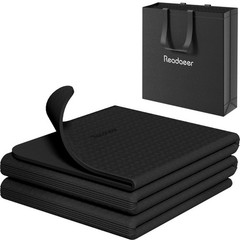 Readaeer Foldable Yoga Mat for Travel Folding 72″ L x 24″ W x 0.24″ H, Black