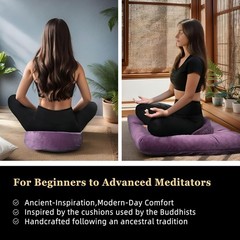 Meditation Cushion Set Zafu & Zabuton – Buckwheat Hull & Memory Foam Adjustable