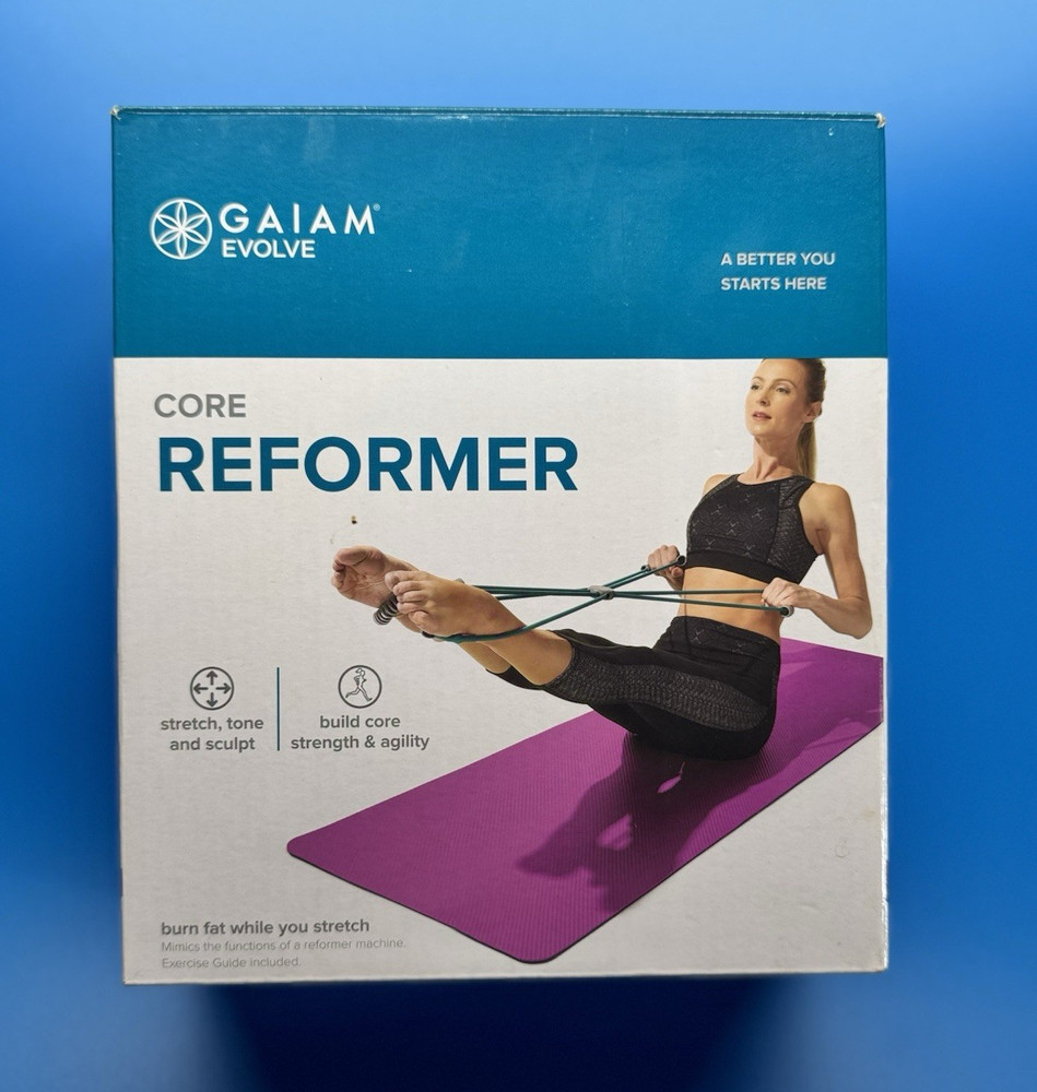 Gaiam Evolve Core Reformer Pilates Set w/ Exercise Guide, Green/Gray