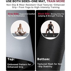 Extra Large Non Slip Yoga Mat Thick Durable PVC Exercise Mat W/ Carry Bag New