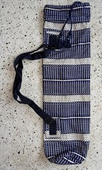 Jean-Louis Sherrer Pull String Yoga Mat Zip Bag Designer Natural Knit Blue White