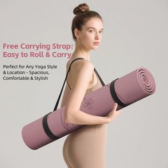 WOHAO Large 76″x40″x0.4″ Yoga Mat – Extra 74.8″ x 41.3″ x 0.4″, Dull Pink