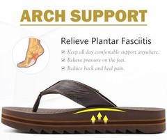 Mens Arch Support Flip Flops Yoga Mat Comfortable Thick Cushion 10 Brown