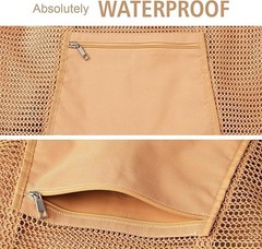 Mesh Beach Tote Bag for Women with Zipper Inner Pocket, Pool Swim Beach Bag