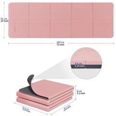Foldable Yoga Mat for Travel, Two-Tone Yoga Mat, 6mm Thick, with Carry…