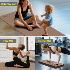 Foldable Extra Large Yoga Mat 74″×31.5″, 8mm Double-Sided Non Slip Lightweigh…