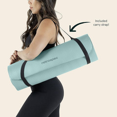 Solana Yoga Mat 1″ Thick W/Nylon Strap for Men & Women – Non Slip Exercise Mat f