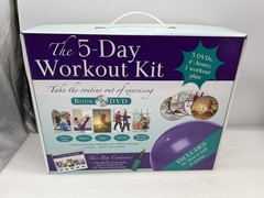 THE 5 DAY WORKOUT KIT-BOOK 5 DVDs FITNESS BALL-YOGA PILATES & EXERCISE PLAN NIOB