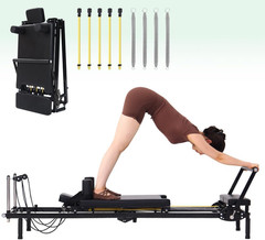 Foldable Pilates Reformer Machine with Dual Resistance for Home & Gym Use
