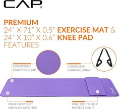 CAP Barbell 1/2-Inch High Density Exercise Yoga Mat with Strap | Multiple Option