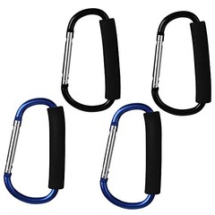 4 Pack Large Carabiner 5.5″ D Style Click and Carry Bag Carrier 2black+2blue