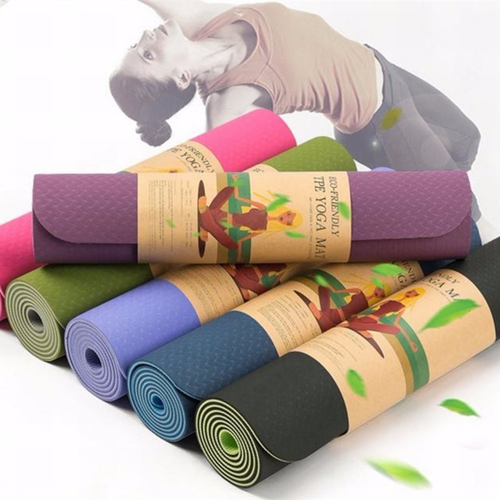 Non Slip Durable TPE – Lightweight – Eco-Friendly – Pilates Yoga Mat with Strap