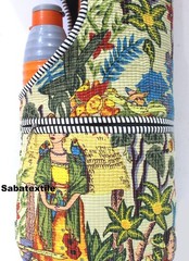 Indian Cotton Yoga Mat Bags Beige Frida Jhola Tote Bags, Quilted Yoga Mat Bags