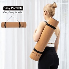 Cork Yoga Mat, Non-Toxic & Eco-Friendly, 7mm Thick with Non-Slip Cork + TPE S…