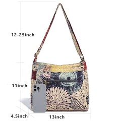 Retro Hippie Hobo Bohemian Lightweight Large Capacity Shoulder Bag Boho Khaki