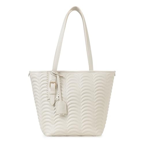 TOTE N°1 Large Structured Tote – Vegan Leather Shoulder Bag for Laptop White