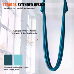 Aerial Silk and Yoga Swing 11 Yards Aerial Yoga Hammock Kit with 100Gsm Nylon Fa