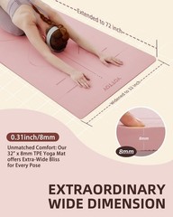 Extra Wide Non-Slip Yoga Mat 72″x32″ Eco-Friendly TPE Fitness Mat with Strap Bag