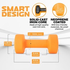 Neoprene Coated Dumbbell Hand Weight Sets of 2 Multiple Weight Options W/ 15