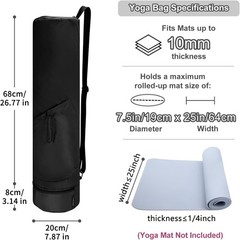 Yoga Mat Bag, Full Zip Cargo Yoga Mat Carrier Bag with Drawstring Water Bottl…