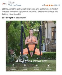 ZELUS Yoga Swing Black Retractable Buckles Kit w/ Straps, Hooks, Bag