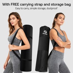 Gruper Thick Yoga Mat Non Slip, Large Size 72″ L 72 x 32 x 0.6 inches, Black