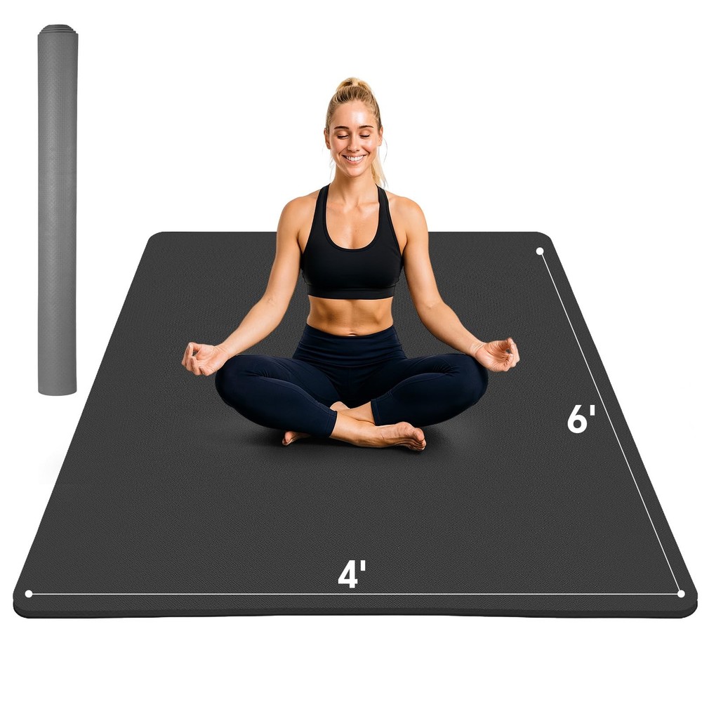 Stepwaver large yoga mat 72″x48″x0.4″ black