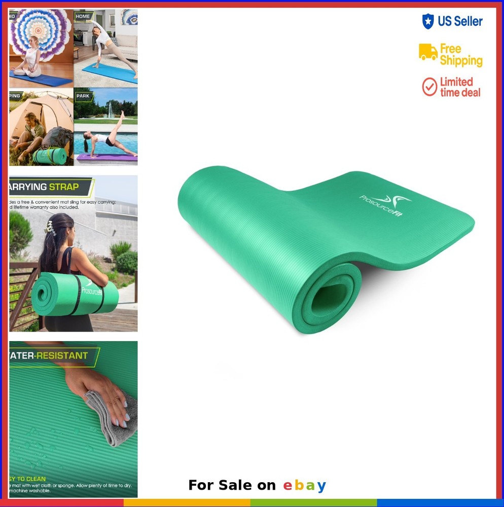 Extra Thick Yoga Mat 1 Inch NBR Foam 6 Feet Long Non Slip Exercise Pilates Mat