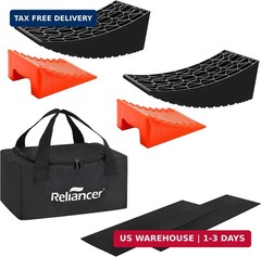 RELIANCER RV Camper Leveler Kit-2 Curved Levelers,2 Wheel Chocks,RV Leveling Blo