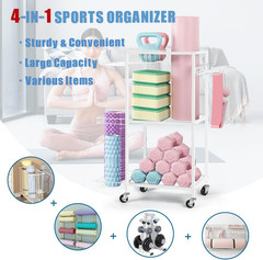 Yoga Mat Storage Rack – Metal Gym Organizer for Yoga Mats, Foam Rollers & Fitnes