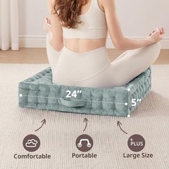 Large Floor Pillow for Adults Yoga or Meditation Cushion with Handle, Floor C…