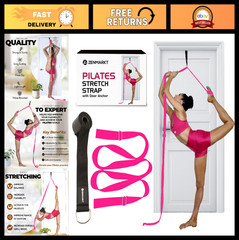 Pilates Stretching Strap with Door Anchor – Flexibility Tool for Home Workouts,
