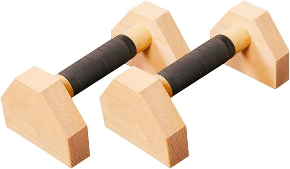 Push up Bars Stands, 1 Pair Wooden Parallettes Gravity Fitness, Mini Handle Pump
