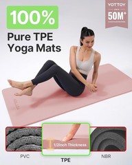 Yoga Mat，Extra Thick Yoga Mat (1/2inch),Professional TPE Exercise Mat,Non-Sli…