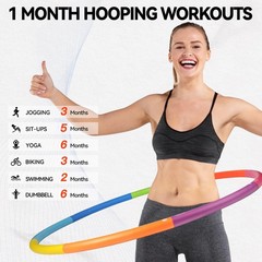 Weighted Exercise Hoop for Adults, 2.2lbs Adjustable Fitness Hoop, 8 Detachab…
