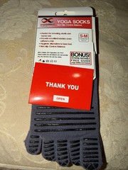 Yoga Addict Non Slip Yoga Socks Gray S/M Pilates Barre Gym Grip New In Package