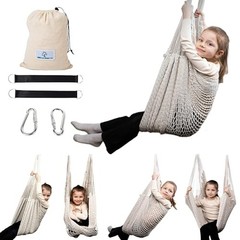 Abby & Noah Natural Handwoven Cotton Sensory Swing for Kids & Adults | Medium