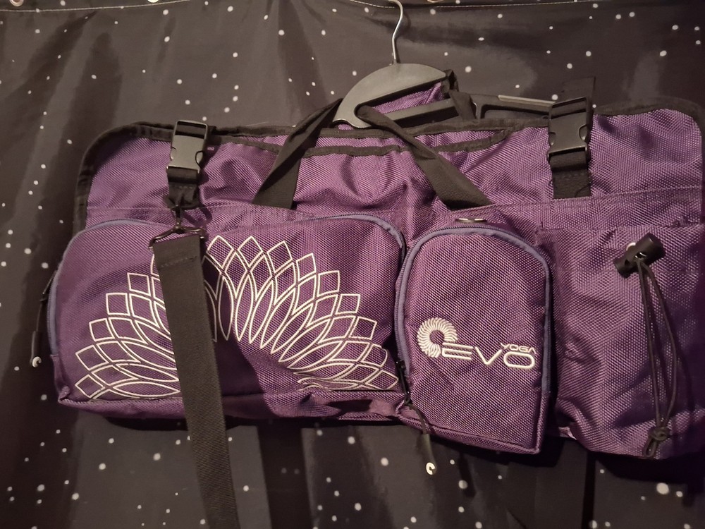 Evo Yoga Matt Carrying Bag Lots of Pockets Water Bottle Slot Purple