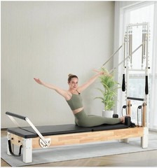 Pilates Reformer, Wooden Reformer Pilates Machine with Tower & Mat