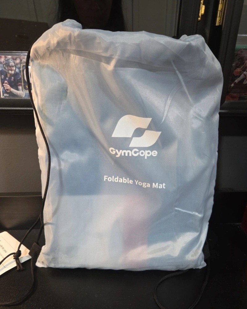 GymCope Foldable Foam Yoga Mat Blue with Carry Bag for Yoga