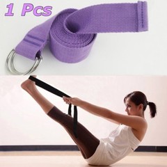 3.8mm x 183cm D-Ring Yoga Sport Stretching Strap Belt Light Purple