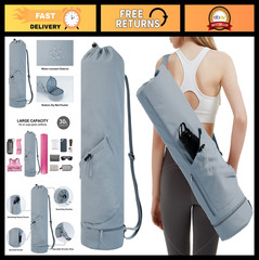 Yoga Mat Bag with Water Bottle Pocket, Wet Pocket, Multi-Functional Carrier