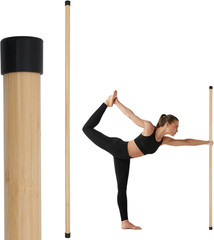 5Ft Yoga Stick for Mobility and Stretching with Non-Slip Ends