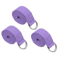 3Pcs 8 Feet Cotton Yoga Strap Belt Stretch Bands with D-Ring Buckle Light Purple
