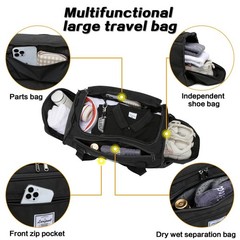 Laripwit Travel Duffle Bag for men 40L Medium Sports Gym Bag with Wet Pocket …